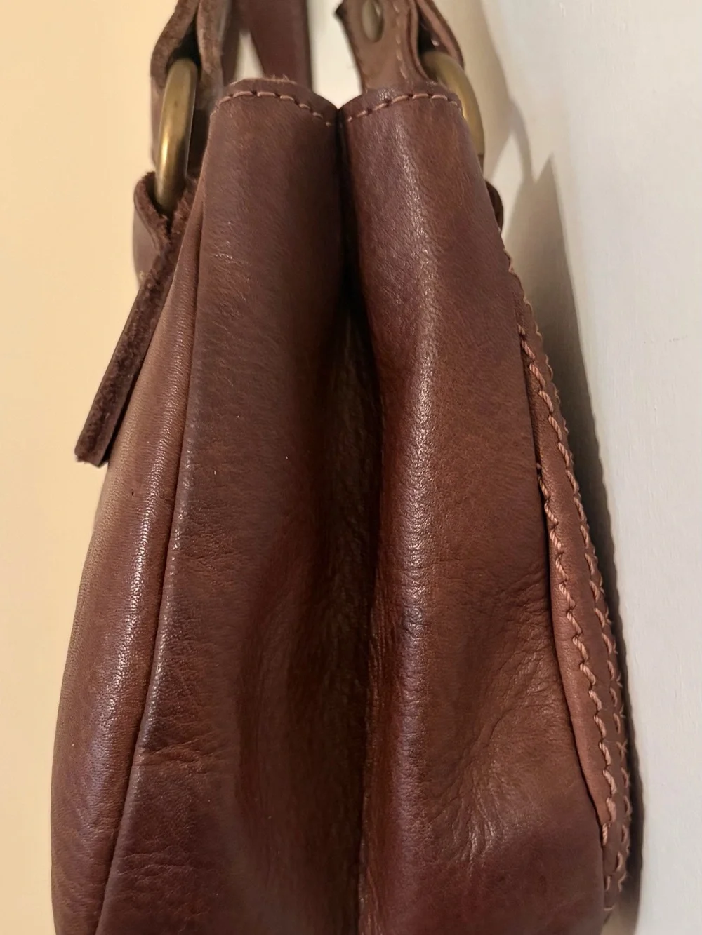 Brown Studded Shoulder Bag & Fossil Wallet Bundle